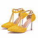 New Women Summer Ssandals Ladies Beading Lace Flowers Shoes Female Casual Sandals Comfortable Woman Thin High Heels H0160