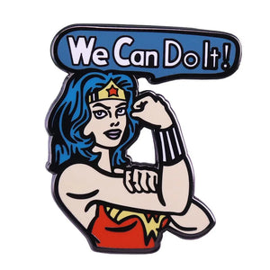 We Can Do It Enamel Pin Set Girl Power Female Brooch Strong Women Badge Gift