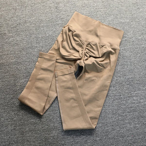 Seamless High Waist Yoga Pants Scrunch Gym Leggings Sport Women Fitness Ruched Butt Lifting Stretchy Legging Ribbed Booty Tights