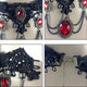 Victorian Gothic Halloween Red Rhinestone Charms Vampire Maxi Necklace Choker Fashion  Cocktail Evening Party Dress Jewelry