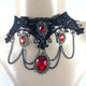 Victorian Gothic Halloween Red Rhinestone Charms Vampire Maxi Necklace Choker Fashion  Cocktail Evening Party Dress Jewelry