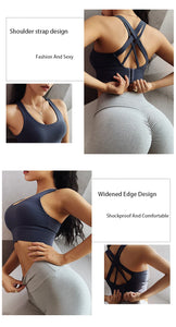 Yoga Bra Woman High Impact Sports Bra Cross Back Gym Workout Running Push Up Bra Crop Top Quick Dry Stretchy Fitness Top