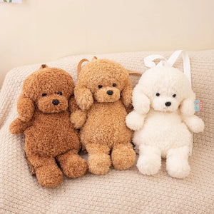 ZU Kawaii Plush Backpacks Stuffed Animal Teddy Dog Poodle Bear Bags Cute Children Teenager Gifts Soft School Backpack