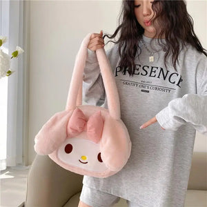 Kawaii Sanrio Plush Handbag Cinnamoroll Kuromi my Melody Women Tote Bagpack Shoulder Bag Fashion Female Messenger Bags Xmas Gift