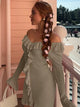 TARUXY Knitted Ruffled Long Sleeve Dress Women's Slim V Neck Holiday Mini Dress Elegant Solid Splice 2024 Atumn Fashion Clothes
