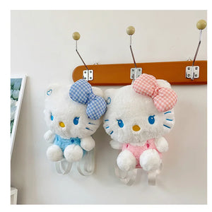 Kawaii Sanrio Hello Kitty Plush Backpack Stuffed Animal Doll Toy Women Plushie Bag Cartoon Cute Girl Shoulder Bag Birthday Gifts