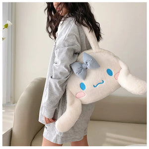 Kawaii Sanrio Plush Handbag Cinnamoroll Kuromi my Melody Women Tote Bagpack Shoulder Bag Fashion Female Messenger Bags Xmas Gift