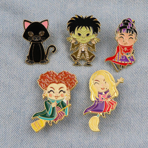 Hocus Pocus Enamel Pin Brooches for Women Men Lapel Pins Badges on Backpack Clothes Accessories Fashion Jewelry Halloween Gifts