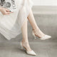 Fashion Women's Shoes Women's Sandals Summer 2024 Pointed Thick Heels Heeled Ssandal Single Buckle Strap Women Sandal Sandalias