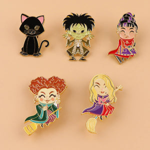 Hocus Pocus Enamel Pin Brooches for Women Men Lapel Pins Badges on Backpack Clothes Accessories Fashion Jewelry Halloween Gifts