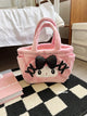 Sanrio Cute Lolita Kuromi My Melody Handbag Plush Bag Lovely Janpaese Style Shoulder Bag For Girl Student Black High-capacity