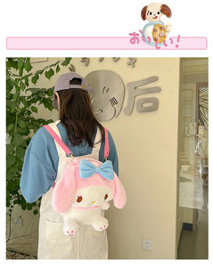 Large Sanrio Plush Backpack Cute Cinnamoroll Plush Doll My Melody Bag Cartoon Kawaii  Kulomi Plush Bag Gifts for Kids Girls
