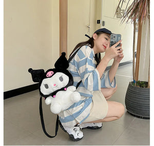 Large Sanrio Plush Backpack Cute Cinnamoroll Plush Doll My Melody Bag Cartoon Kawaii  Kulomi Plush Bag Gifts for Kids Girls
