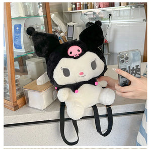 Large Sanrio Plush Backpack Cute Cinnamoroll Plush Doll My Melody Bag Cartoon Kawaii  Kulomi Plush Bag Gifts for Kids Girls