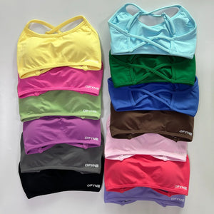 Dfyne Dynamic Backless Sports Bra Women Seamless Cross Back Bra Padded Yoga Top Yoga Bra StretchMedium Support Gym Crop Top