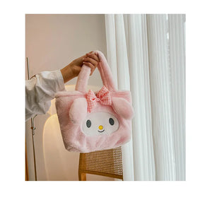Sanrio Cinnamoroll Cute Plush Fashion Handbag 2023 New Cartoon Multicolor Furry Small Shoulder Bag Messenger Bag Backpack Wallet
