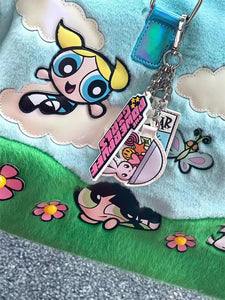 Cute The Powerpuff Girls Plush Bag Lovely Shoulder Bag Cartoon Anime Blossom Bubbles Luggage Bag High-capacity Xmas Gifts Girl