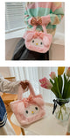 Sanrio Cinnamoroll Cute Plush Fashion Handbag 2023 New Cartoon Multicolor Furry Small Shoulder Bag Messenger Bag Backpack Wallet