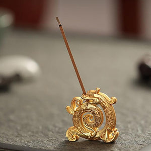 Lucky Feng Shui Copper Chinese Dragon Creative Retro Incense Holder Household Indoor Line Incense Burner Home Decor Craft