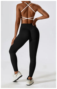 Scrunch Butt Gym Leggings Women Clothing  V Cross High Waist Yoga Pants Seamless Sports Leggings Femme Push Up Yoga Leggings