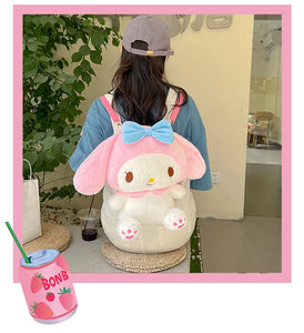 Large Sanrio Plush Backpack Cute Cinnamoroll Plush Doll My Melody Bag Cartoon Kawaii  Kulomi Plush Bag Gifts for Kids Girls