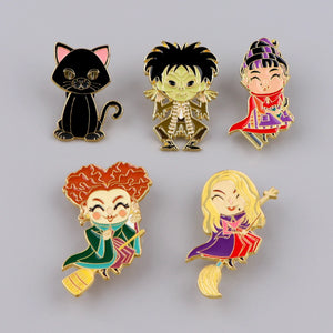Hocus Pocus Enamel Pin Brooches for Women Men Lapel Pins Badges on Backpack Clothes Accessories Fashion Jewelry Halloween Gifts