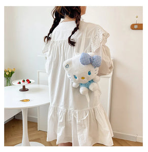Kawaii Sanrio Hello Kitty Plush Backpack Stuffed Animal Doll Toy Women Plushie Bag Cartoon Cute Girl Shoulder Bag Birthday Gifts