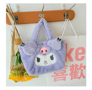 Sanrio Cinnamoroll Cute Plush Fashion Handbag 2023 New Cartoon Multicolor Furry Small Shoulder Bag Messenger Bag Backpack Wallet