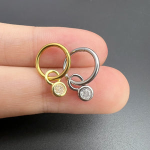 Stainless Steel Piercing Ear Helix Rook Tragus Snug Lobe Flat Earring for Women Zircon Piercing Drop Earring Matching Jewelry