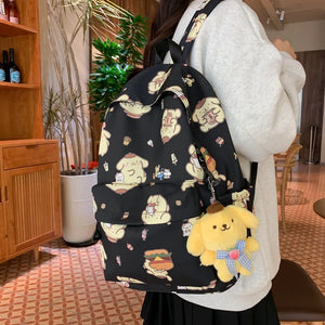 Sanrioed Pom Pom Purin Anime Cute Backpack Schoolbags Student Cartoon Travel Large Capacity Shoulder Bag Gift for Friend