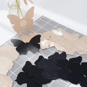 Satin Black Flower Breast Pasties Adhesive Bra For Women
