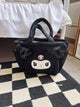 Sanrio Cute Lolita Kuromi My Melody Handbag Plush Bag Lovely Janpaese Style Shoulder Bag For Girl Student Black High-capacity