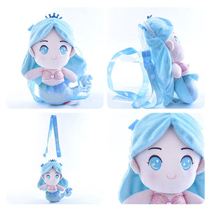 Mermaid Princess Shoulder Bags Little Girls Cute Coin Purses Children Mermaid Plush Toy Crossbody Bag