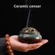 Incense Burner with Lid Hollow Top Censer Holder Heat Resistance Incense Tower Ice Crack Pattern Peaceful Mind Censer Burner