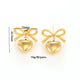 Minimalist Smooth Bow Heart Pendant Earrings for Women Attractive Romantic Love Stud Earring Fashion Daily Jewelry Gift 2024 New