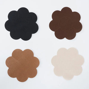 Satin Black Flower Breast Pasties Adhesive Bra For Women