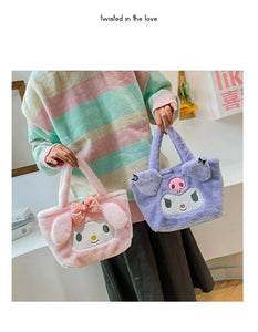 Sanrio Cinnamoroll Cute Plush Fashion Handbag 2023 New Cartoon Multicolor Furry Small Shoulder Bag Messenger Bag Backpack Wallet