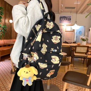 Sanrioed Pom Pom Purin Anime Cute Backpack Schoolbags Student Cartoon Travel Large Capacity Shoulder Bag Gift for Friend
