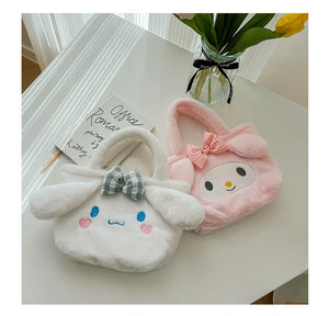 Sanrio Cinnamoroll Cute Plush Fashion Handbag 2023 New Cartoon Multicolor Furry Small Shoulder Bag Messenger Bag Backpack Wallet