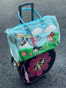 Cute The Powerpuff Girls Plush Bag Lovely Shoulder Bag Cartoon Anime Blossom Bubbles Luggage Bag High-capacity Xmas Gifts Girl