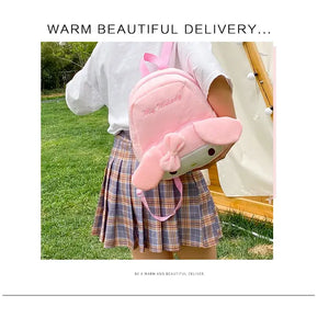 Sanrio Plush Bag Korean Version Cute and Versatile Plush Large Capacity Girl Heart Backpack Cartoon Leisure Student Backpack