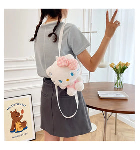 Kawaii Sanrio Hello Kitty Plush Backpack Stuffed Animal Doll Toy Women Plushie Bag Cartoon Cute Girl Shoulder Bag Birthday Gifts
