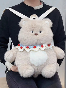 ZU Kawaii Plush Backpacks Stuffed Animal Teddy Dog Poodle Bear Bags Cute Children Teenager Gifts Soft School Backpack