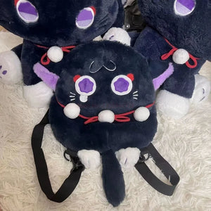 New Genshin Impact Plush Bag Scaramouche Cat Wanderer Cosplay Stuffed Toy Cute Shoulder Bag Dolls Backpacks Birthday Kids Gift