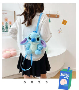 New Disney Cartoon Plush Backpack Kawai Stitch Doll Shoulder Bag Autumn And Winter Style Children'S Schoolbag Kindergarten Gifts