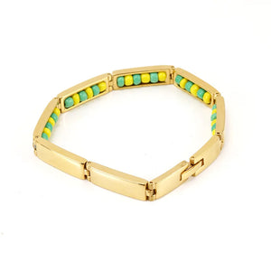 CARLIDANA 2022 New Arrival Stainless Steel Jewelry Green and Yellow Color Orula Bracelet Mix Beads Unisex Bangle For Women