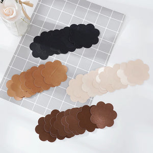 Satin Black Flower Breast Pasties Adhesive Bra For Women