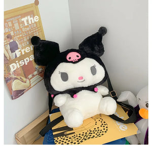 Large Sanrio Plush Backpack Cute Cinnamoroll Plush Doll My Melody Bag Cartoon Kawaii  Kulomi Plush Bag Gifts for Kids Girls