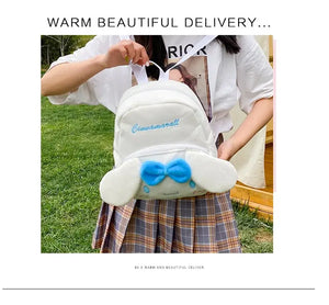 Sanrio Plush Bag Korean Version Cute and Versatile Plush Large Capacity Girl Heart Backpack Cartoon Leisure Student Backpack