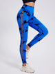 NORMOV Tie-Dye Hollow Out Yoga Sport Pants Women Push Up Sexy Black Hole Fitness Gym Running Skinny Female Elastic Yoga Pants